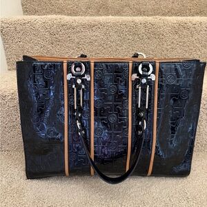 Tory Burch Stylish Black and Tan Work Bag